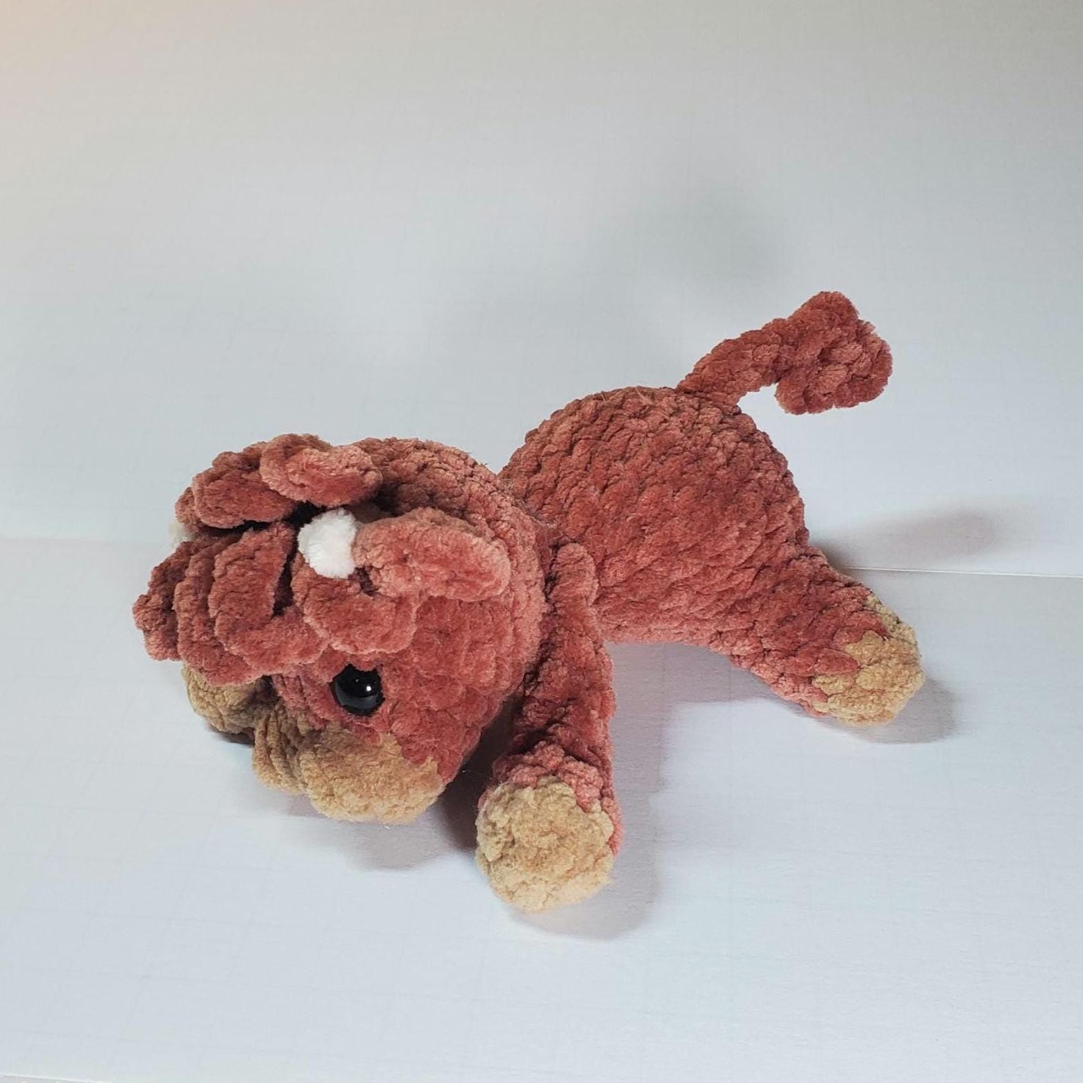 Handmade Crochet Cow: Soft Crochet Palm Plushie, Polyester Chenille Yarn